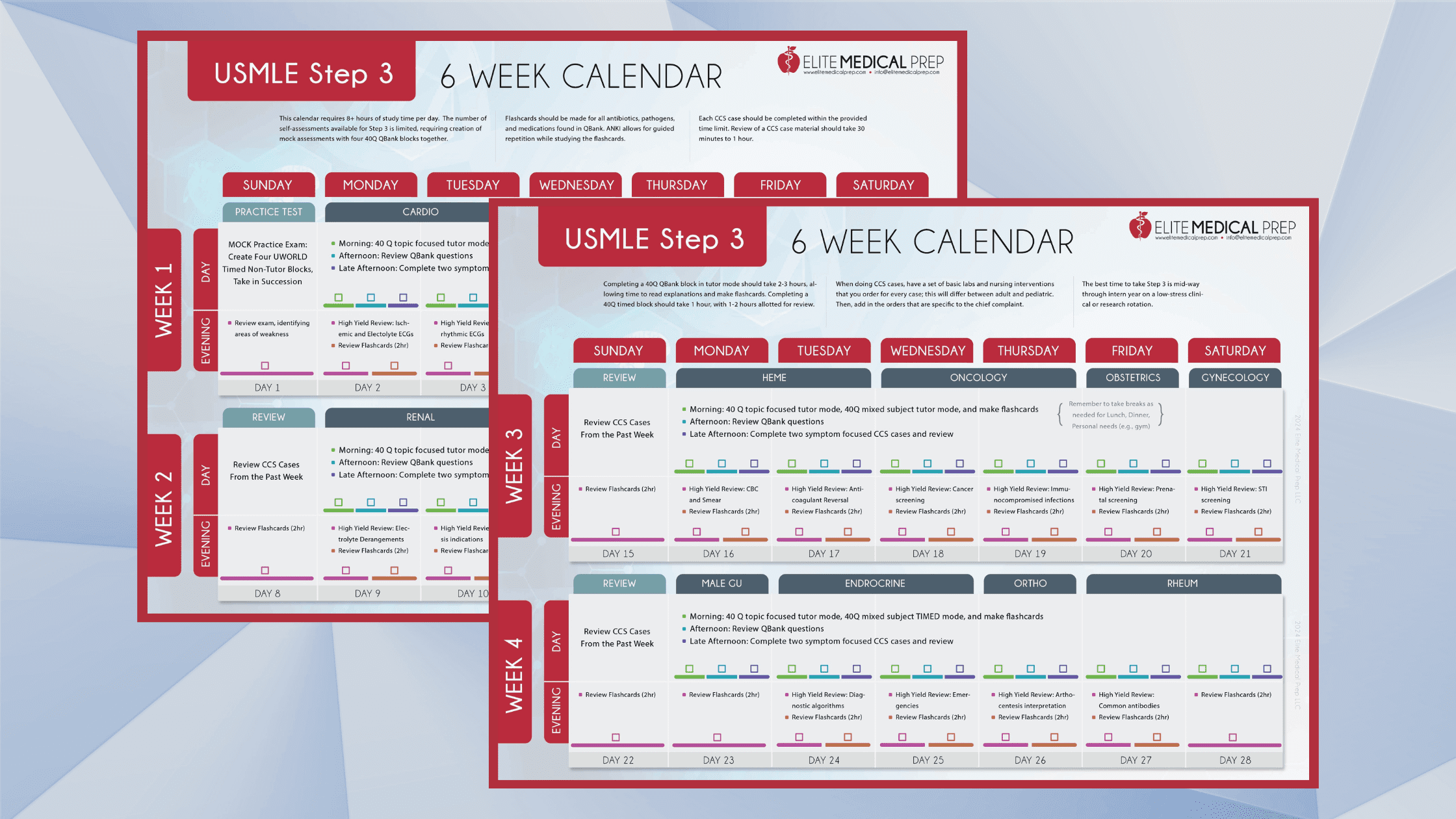 6-week Study Planner preview image for USMLE Step 3 by Elite Medical Prep.